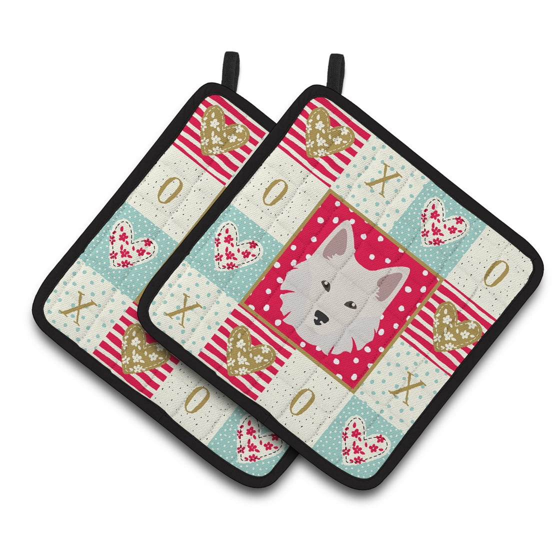 Carolines Treasures CK5194PTHD Danish Spitz Love Pair of Pot Holders 7.5HX7.5W multicolor