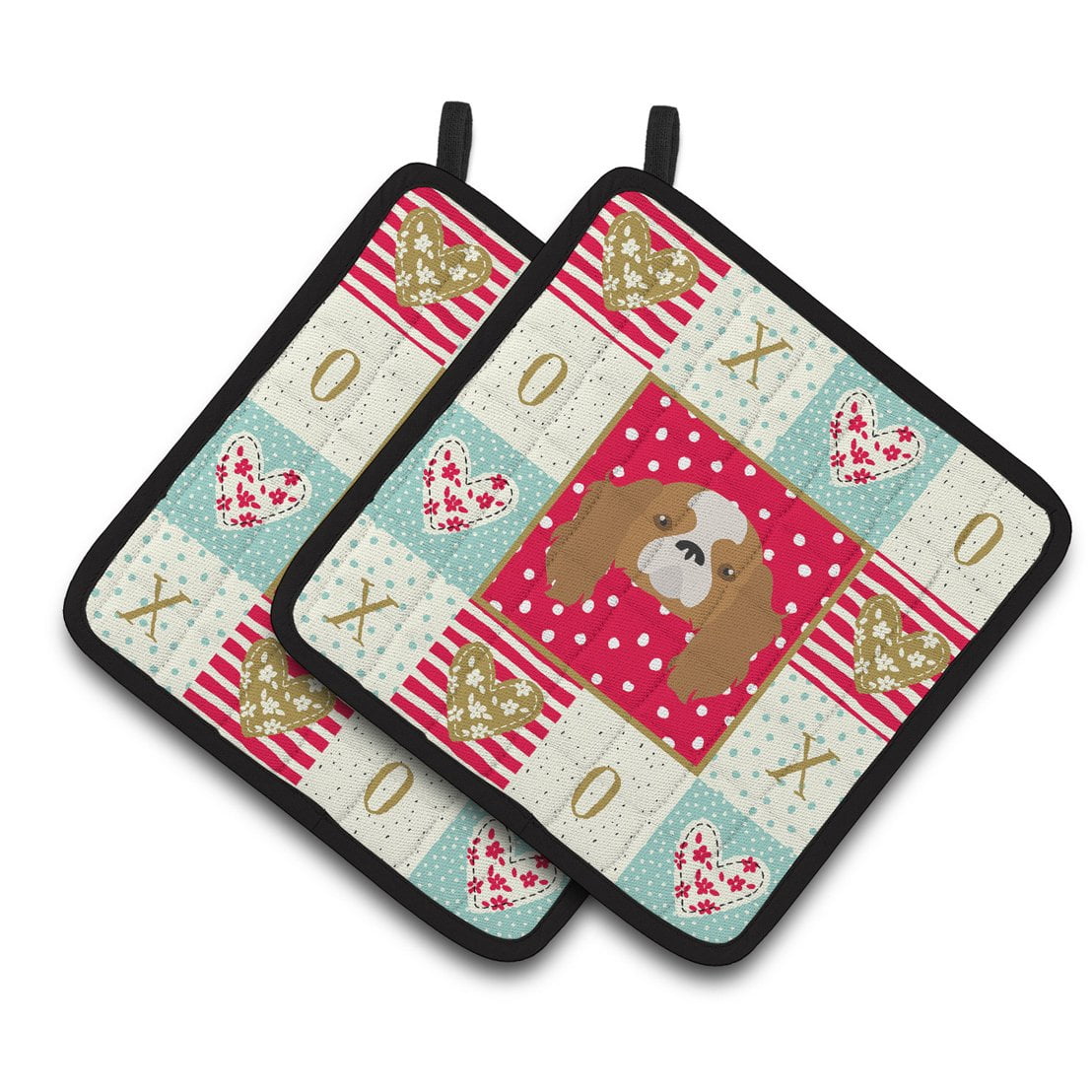 Blenheim Cavalier King Charles Spaniel Love Pair of Pot Holders