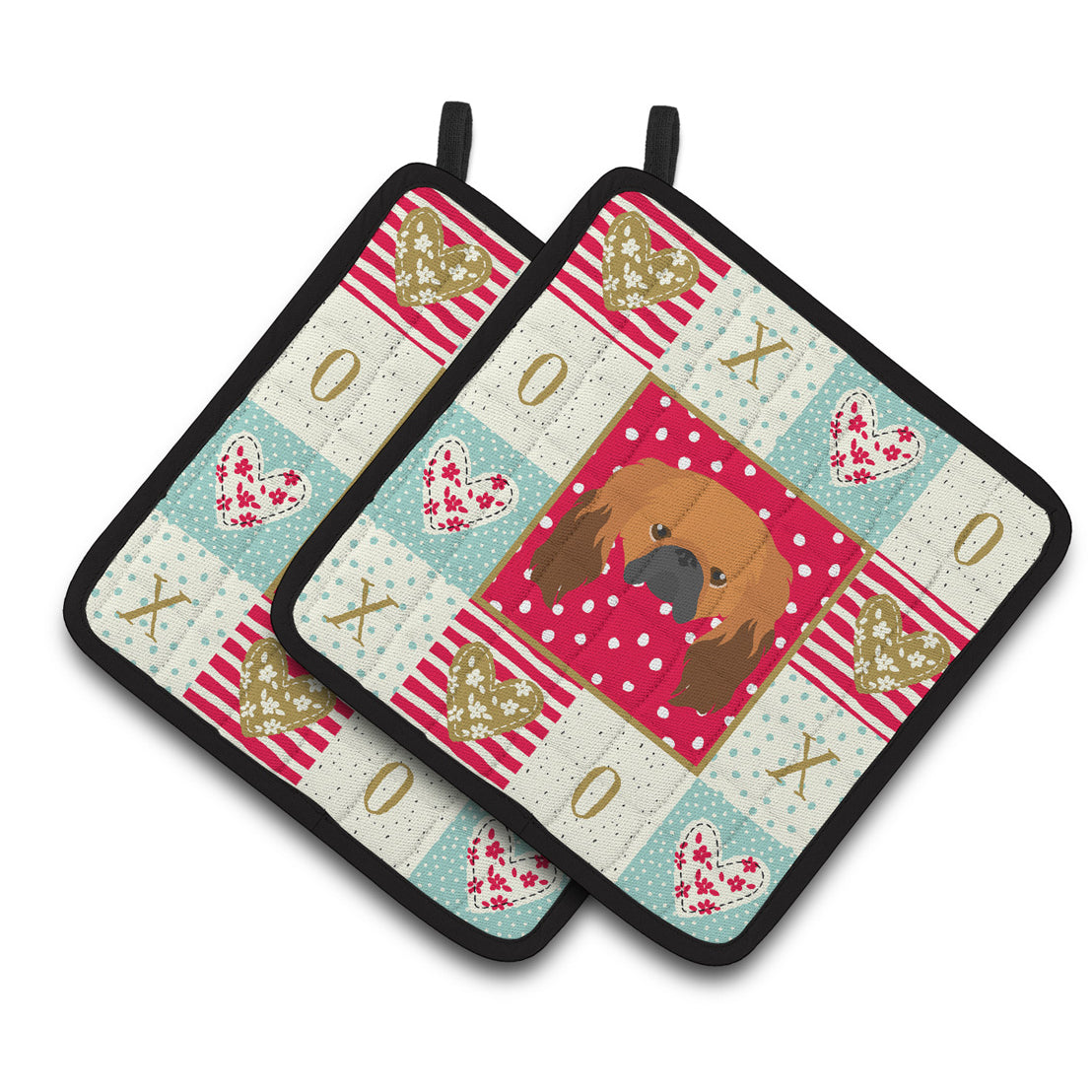 Pekingese Love Pair of Pot Holders