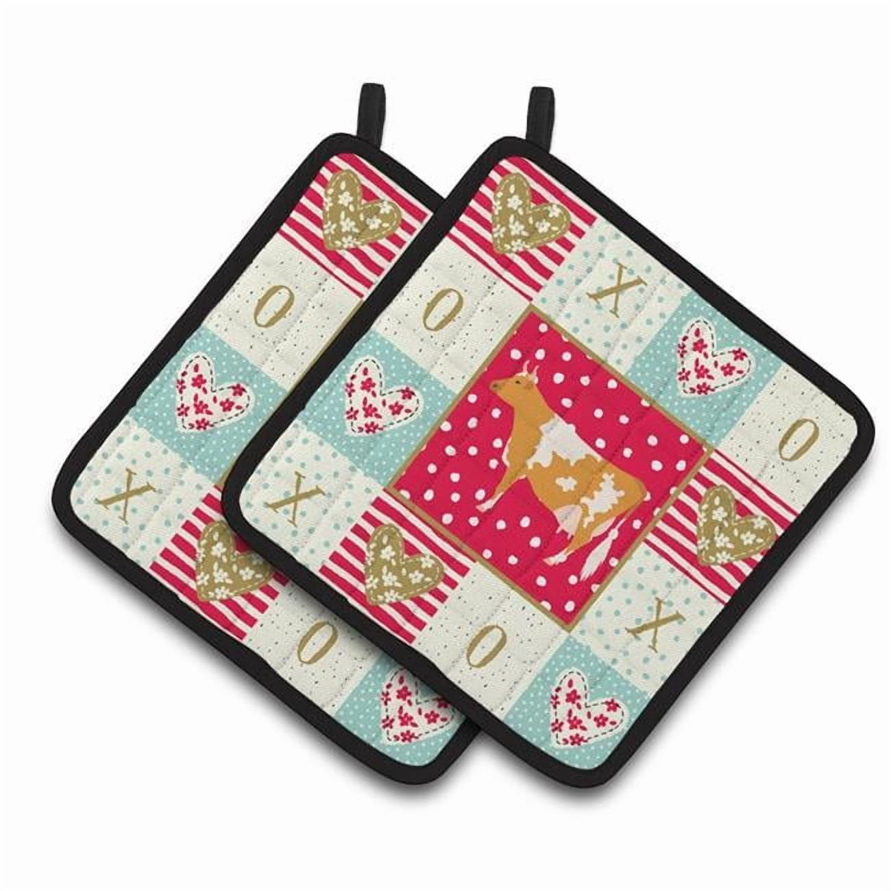 Carolines Treasures CK5248PTHD Guernsey Cow Love Pair of Pot Holders, 7.5HX7.5W, multicolor