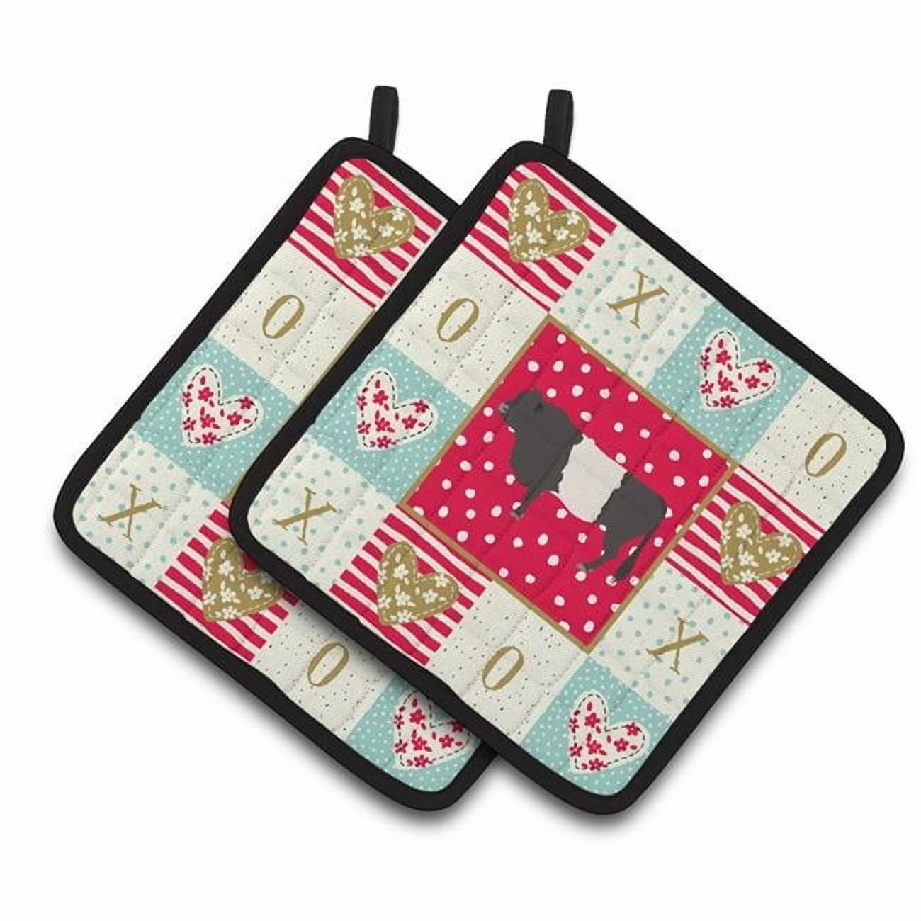 Belted Galloway Cow Love Pair of Pot Holders