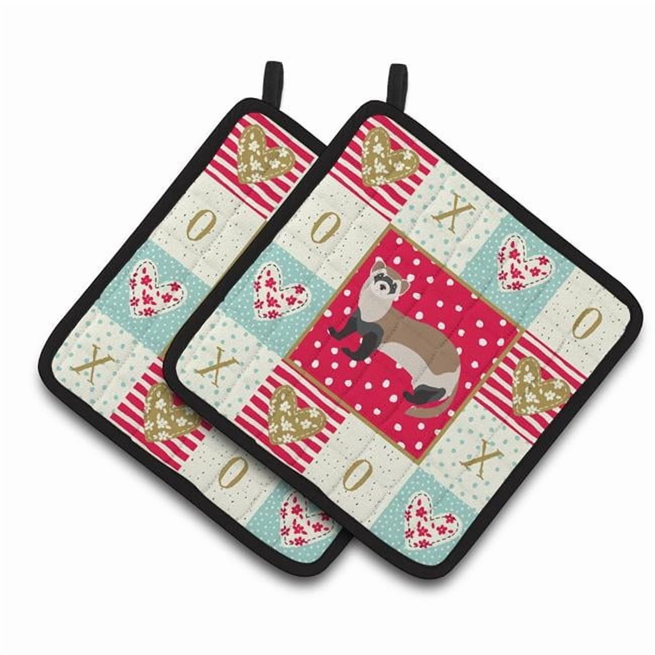 Carolines Treasures CK5305PTHD Ferret Love Pair of Pot Holders, 7.5HX7.5W, multicolor