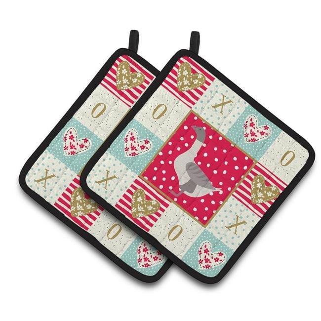 Carolines Treasures CK5328PTHD Buff Grey Back Goose Love Pair of Pot Holders, 7.5HX7.5W, multicolor