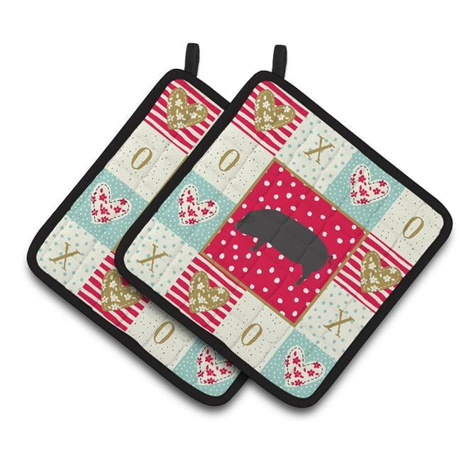 Devon Large Black Pig Love Pair of Pot Holders