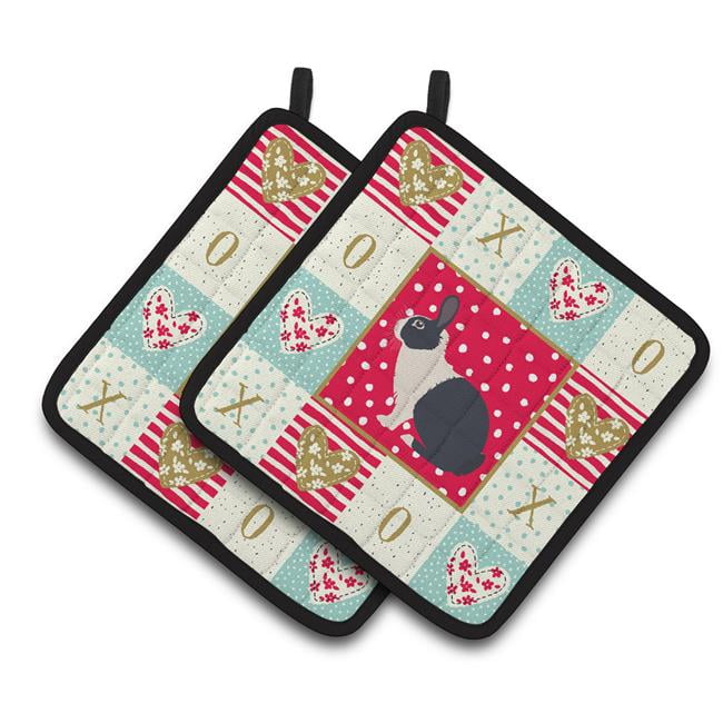 Dutch Rabbit Love Pair of Pot Holders