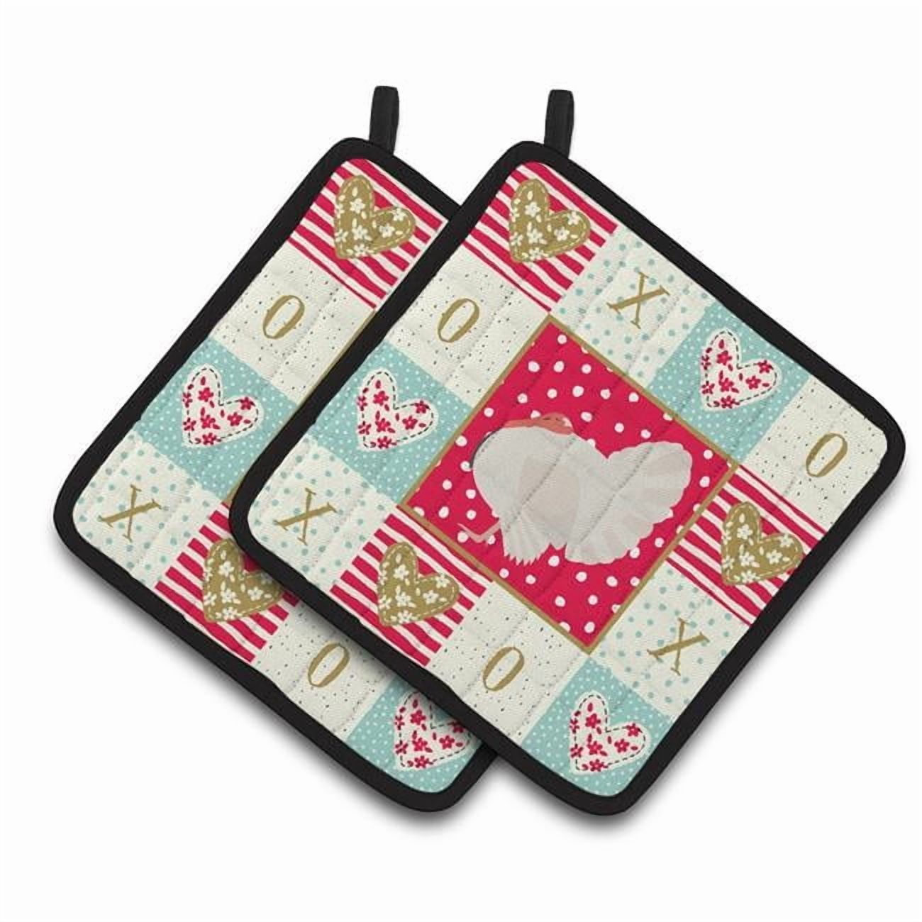 Carolines Treasures CK5410PTHD White Holland Turkey Love Pair of Pot Holders, 7.5HX7.5W, multicolor