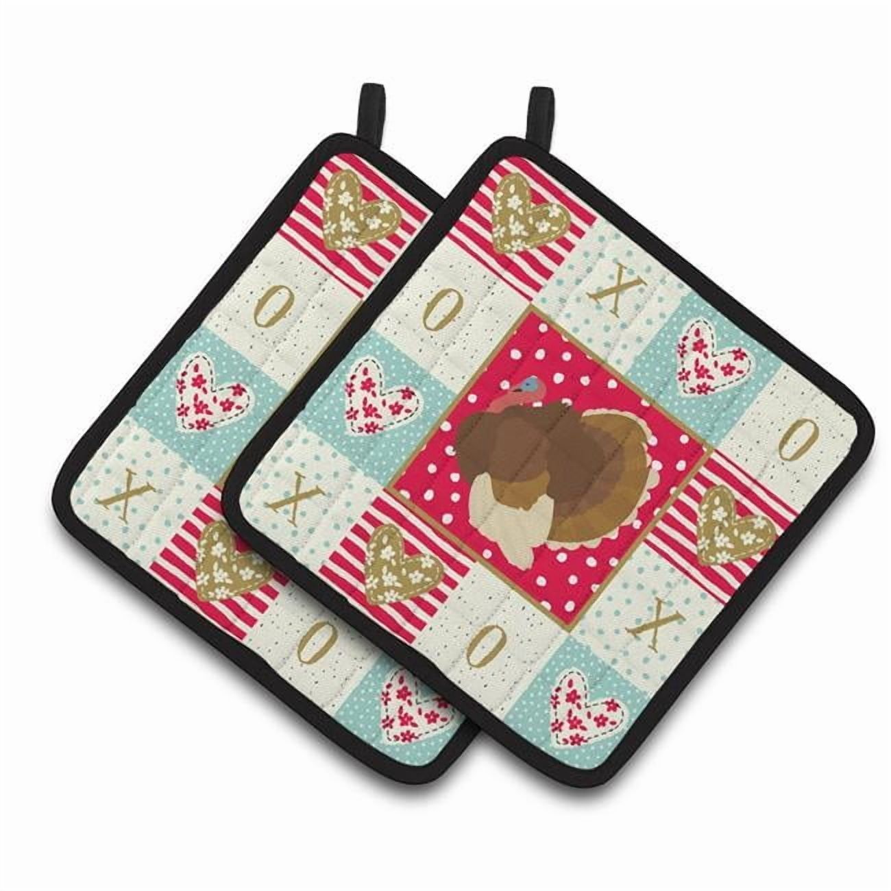 Carolines Treasures CK5417PTHD French Turkey Dindon Love Pair of Pot Holders, 7.5HX7.5W, multicolor