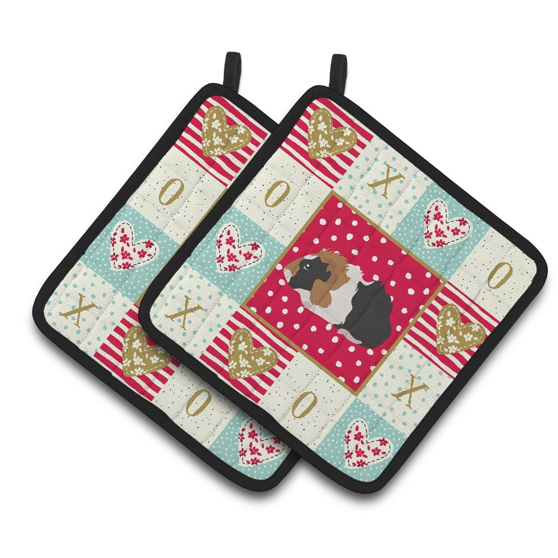 Carolines Treasures CK5426PTHD Abyssinian Guinea Pig Love Pair of Pot Holders, Red, 7.5HX7.5W, multicolor