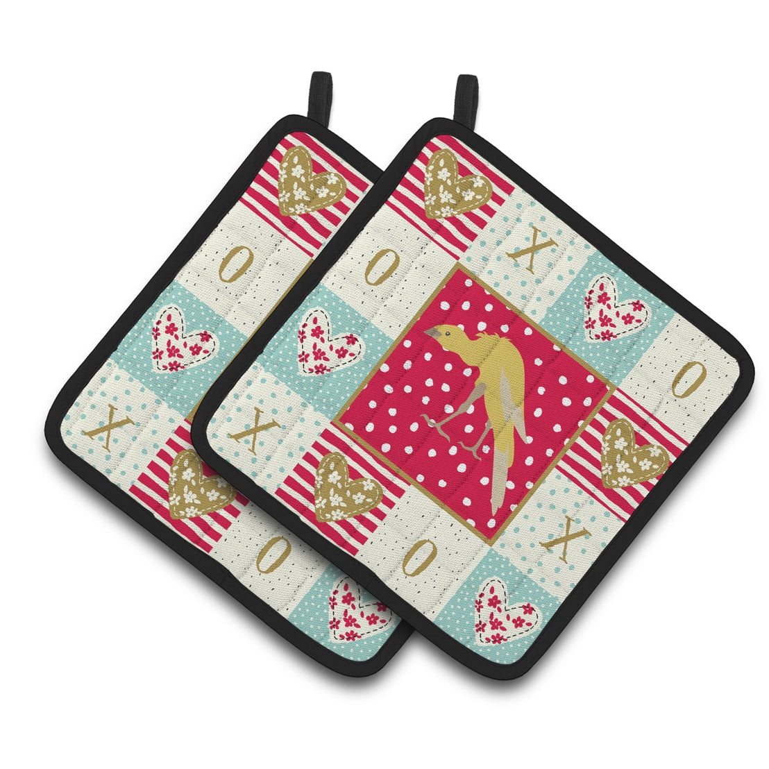 Carolines Treasures CK5500PTHD Belgian Hunchback Canary Love Pair of Pot Holders, Red, 7.5HX7.5W, multicolor