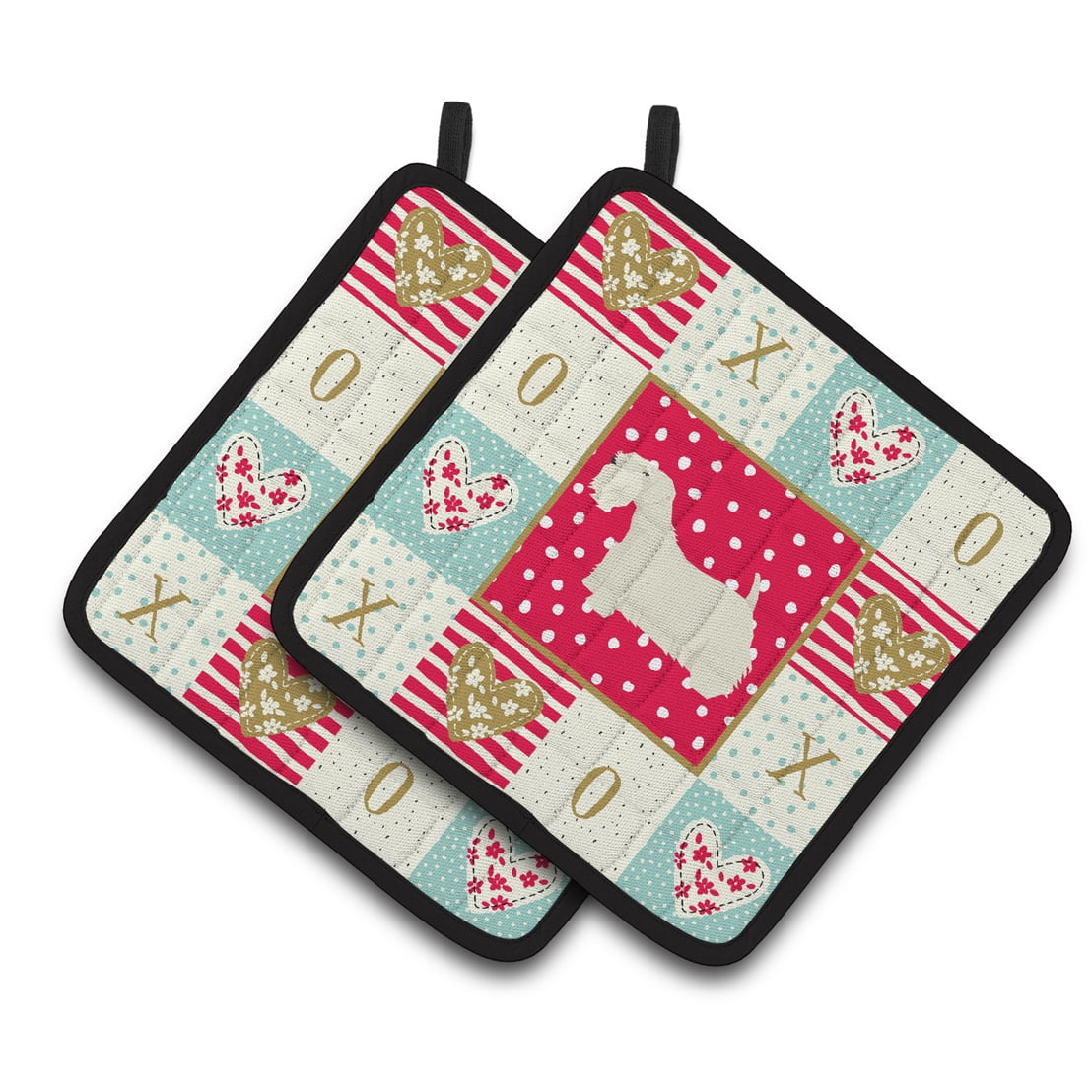 Carolines Treasures CK5951PTHD Sealyham Terrier Love Pair of Pot Holders 7.5HX7.5W multicolor