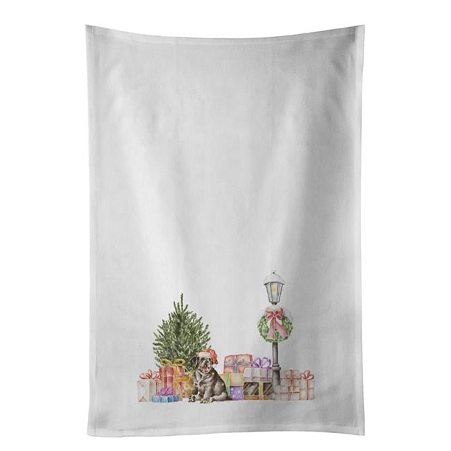 Carolines Treasures CK8150WTKT 28 x 19 in. Unisex Labrador Retriever Puppy Black with Christmas Wonderland White Dish Towels Kitchen Towel - Set of 2