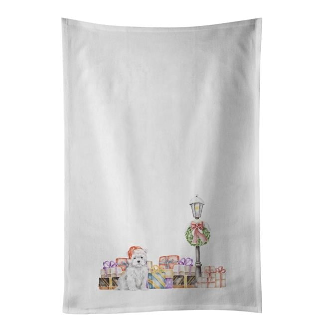 Carolines Treasures CK8158WTKT 28 x 19 in. Unisex West Highland White Terrier Sitting White Dish Towels Kitchen Towel - Set of 2