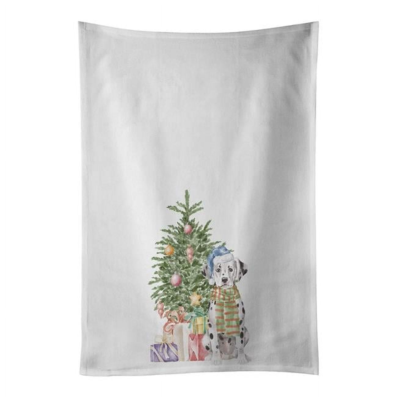 Carolines Treasures CK8234WTKT 28 x 19 in. Unisex Dalmatian Puppy Christmas Presents & Tree White Dish Towels Kitchen Towel - Set of 2