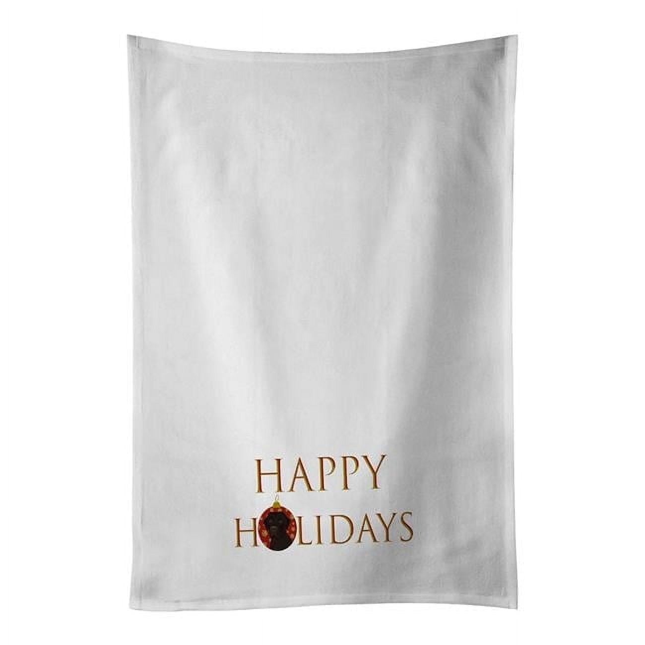 Carolines Treasures CK9267WTKT 28 x 19 in. Unisex Labrador Retriever Chocolate No.1 Happy Holidays White Dish Towels Kitchen Towel - Set of 2
