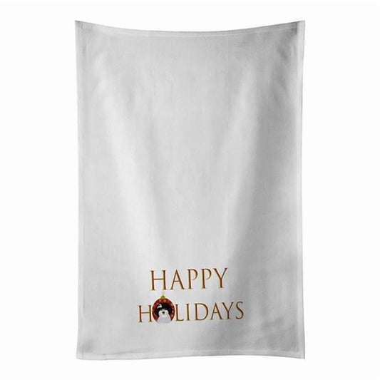 Carolines Treasures CK9343WTKT 28 x 19 in. Unisex Shih-Tzu Black & White No.1 Happy Holidays White Dish Towels Kitchen Towel - Set of 2