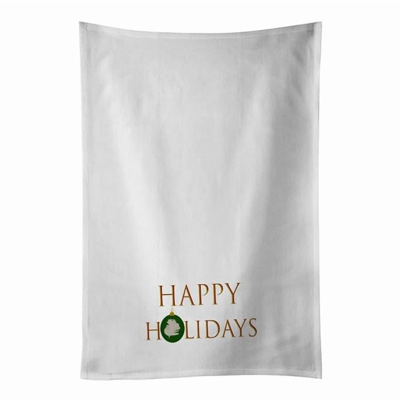 Carolines Treasures CK9504WTKT 28 x 19 in. Unisex Doves & Pigeons-Silver Fantail Pigeon Happy Holidays White Dish Towels Kitchen Towel - Set of 2