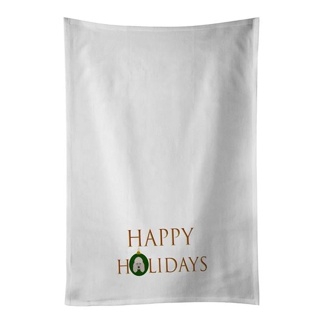 Carolines Treasures CK9595WTKT 28 x 19 in. Unisex Poodle-Dog Face Happy Holidays Christmas White Dish Towels Kitchen Towel - Set of 2