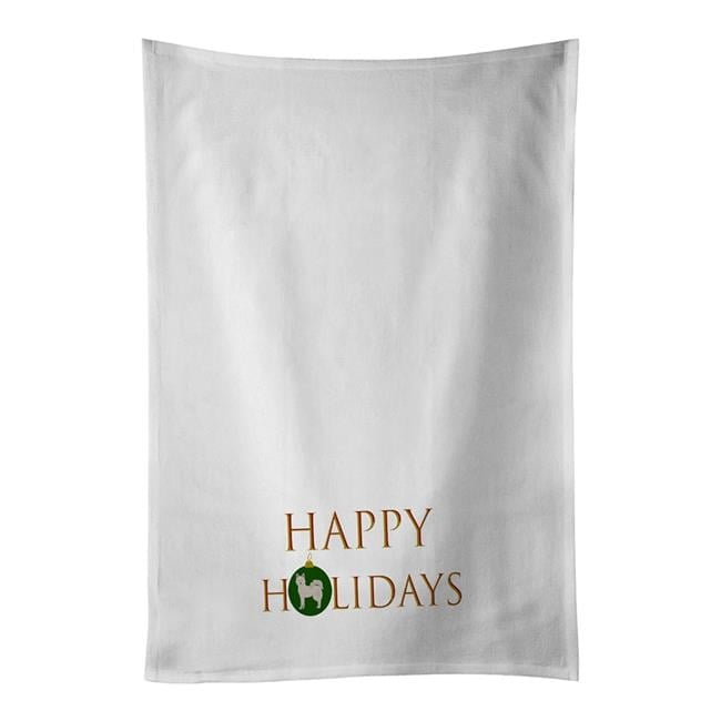 Carolines Treasures CK9631WTKT 28 x 19 in. Unisex Danish Spitz Happy Holidays White Dish Towels Kitchen Towel - Set of 2