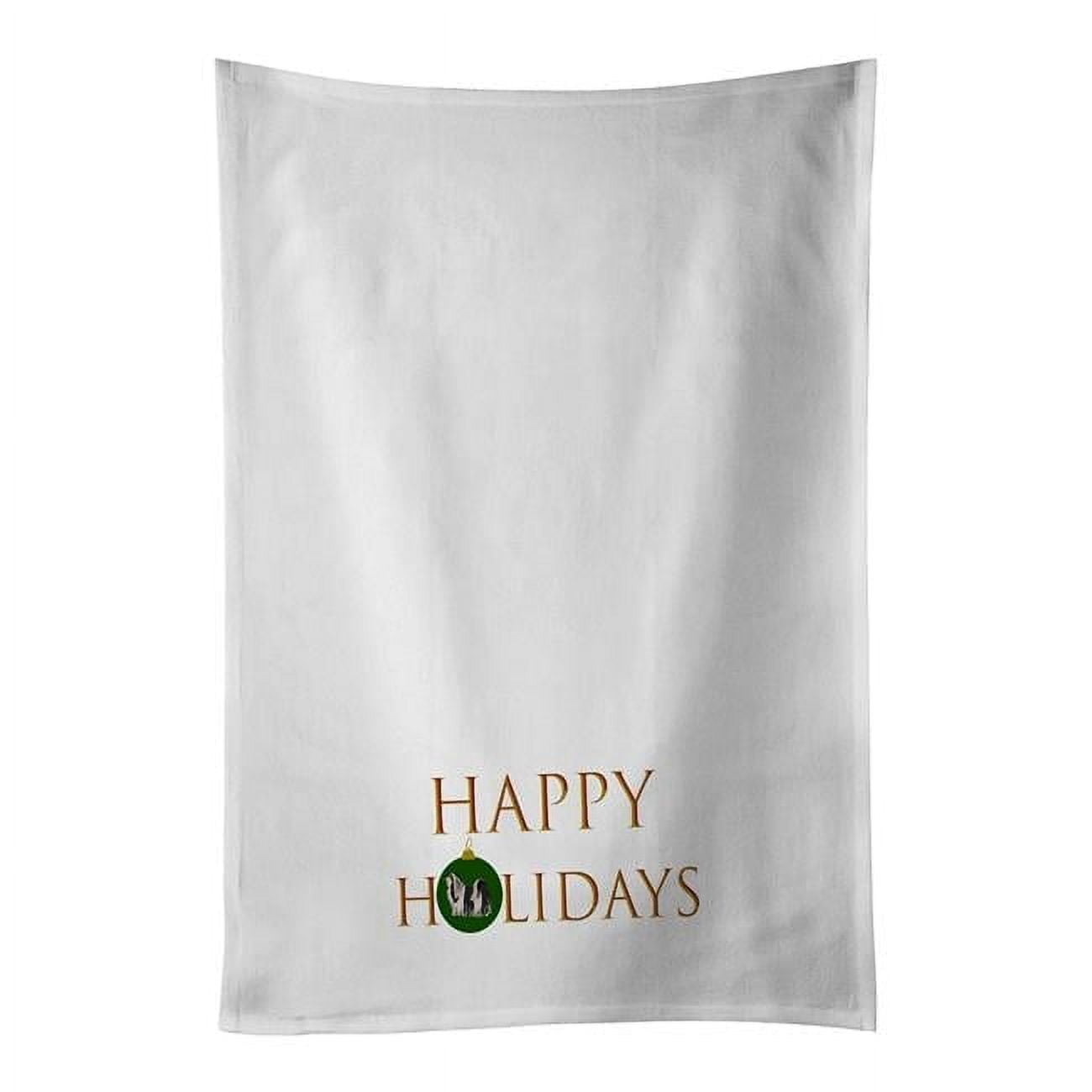 Carolines Treasures CK9646WTKT 28 x 19 in. Unisex Havanese No.1 Happy Holidays White Dish Towels Kitchen Towel - Set of 2