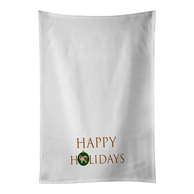 Carolines Treasures CK9653WTKT 28 x 19 in. Unisex Japanese Chin No.1 Happy Holidays White Dish Towels Kitchen Towel - Set of 2
