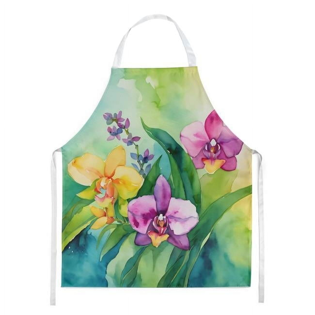 Carolines Treasures DAC1564APRON 30 x 27 in. Orchids in Watercolor Apron