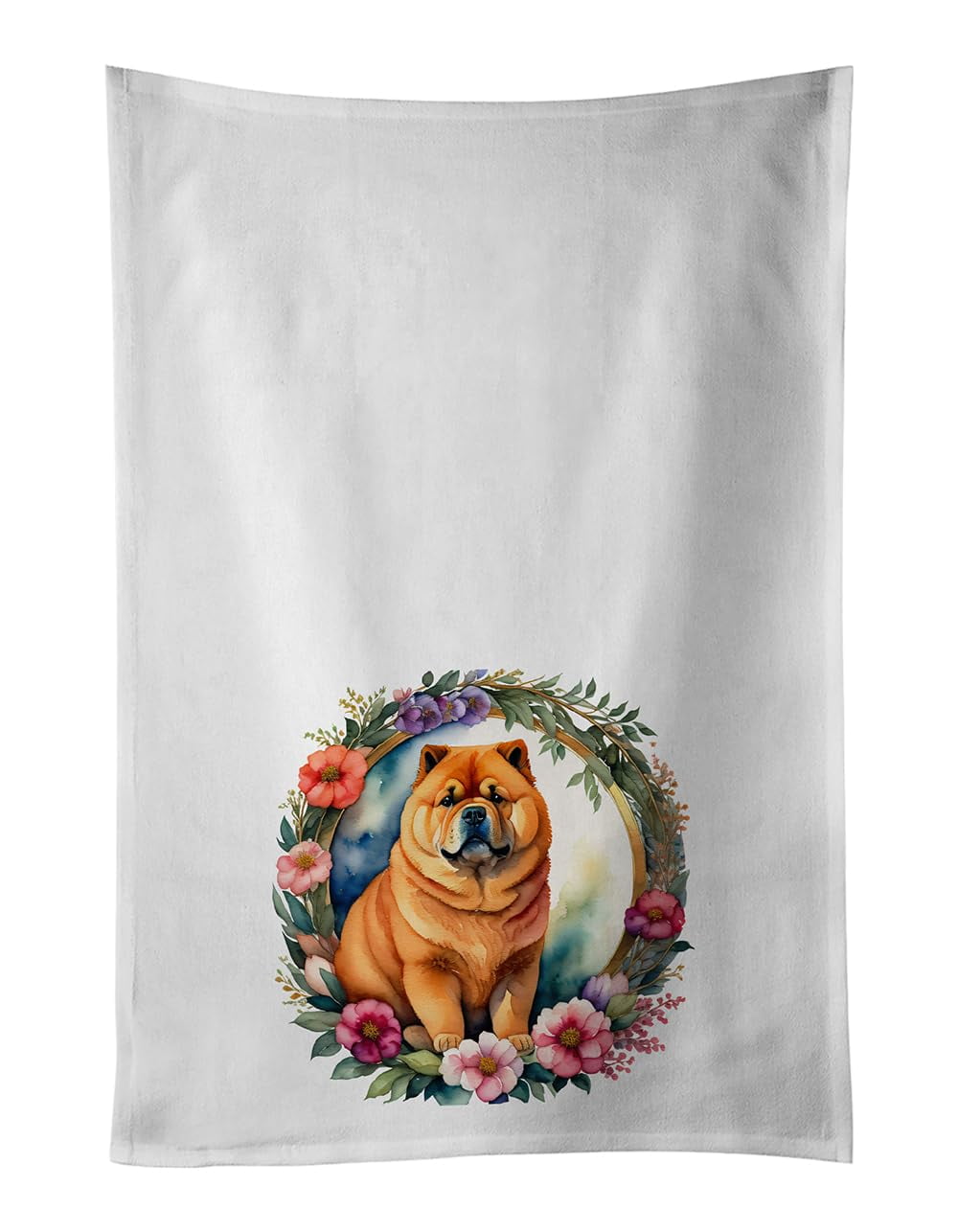 Carolines Treasures DAC2119WTKT 0.1 x 28 x 19 in. Chow Chow & Flowers Kitchen Towel - Set of 2
