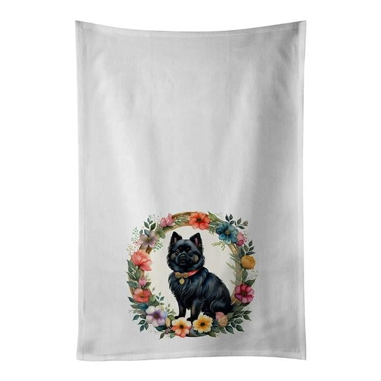 Carolines Treasures DAC2142WTKT 0.1 x 28 x 19 in. German Spitz & Flowers Kitchen Towel, Set of 2