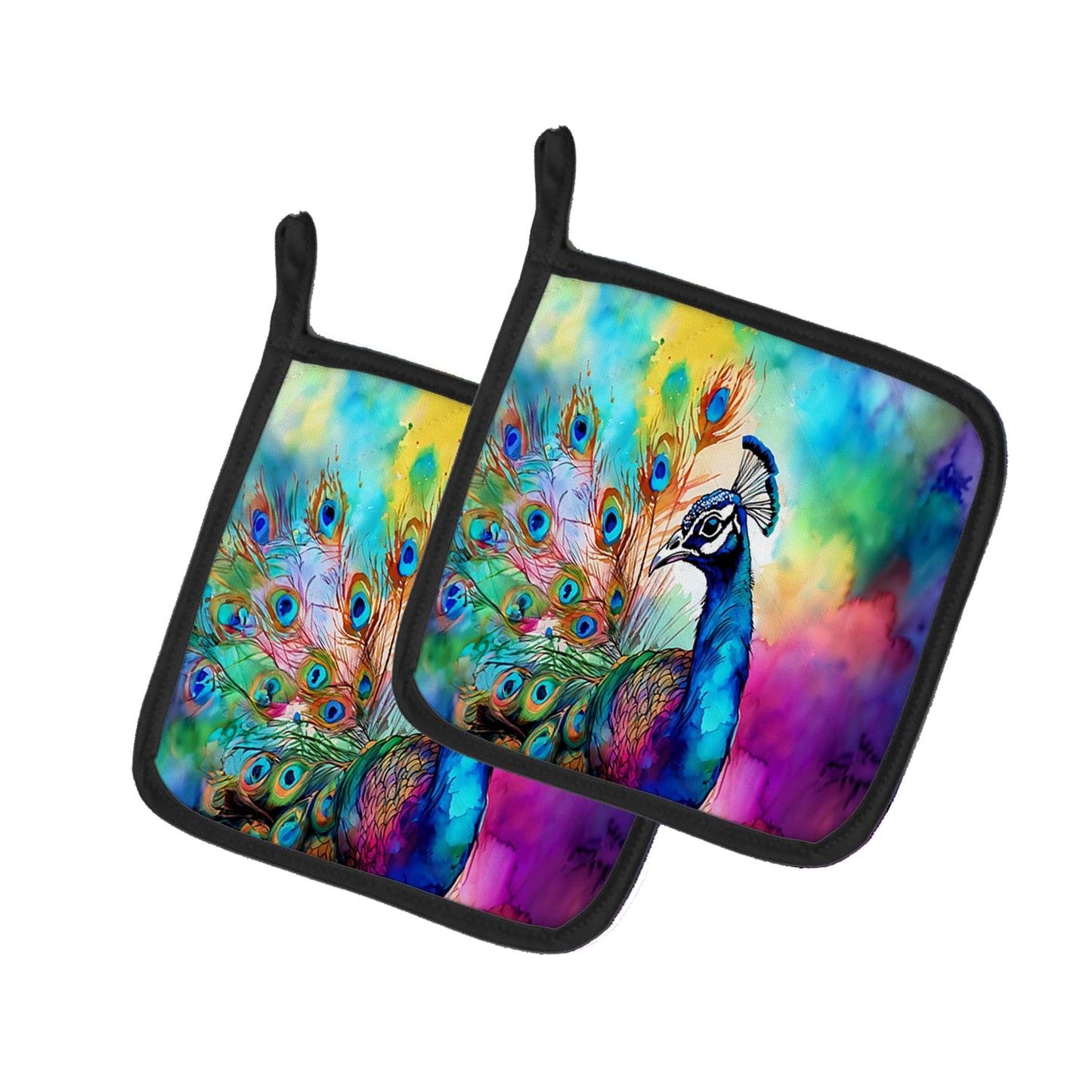 Carolines Treasures DAC4022PTHD 7.5 x 7.5 in. Unisex Hippie Animal Peacock Pair of Pot Holders