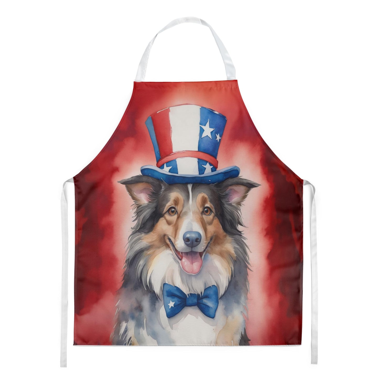 Collie Patriotic American Apron 27 in x 30 in