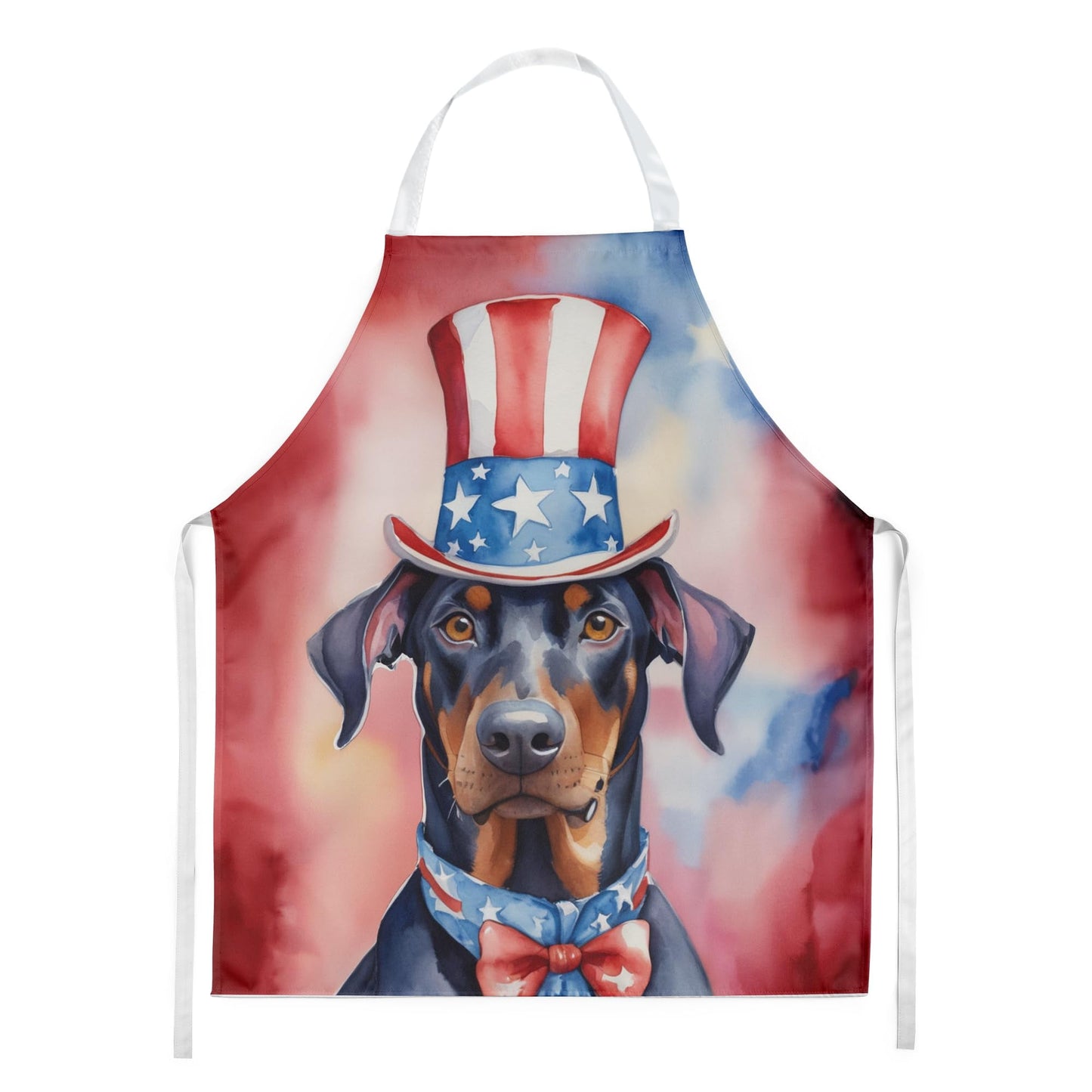 Doberman Pinscher Patriotic American Apron 27 in x 30 in