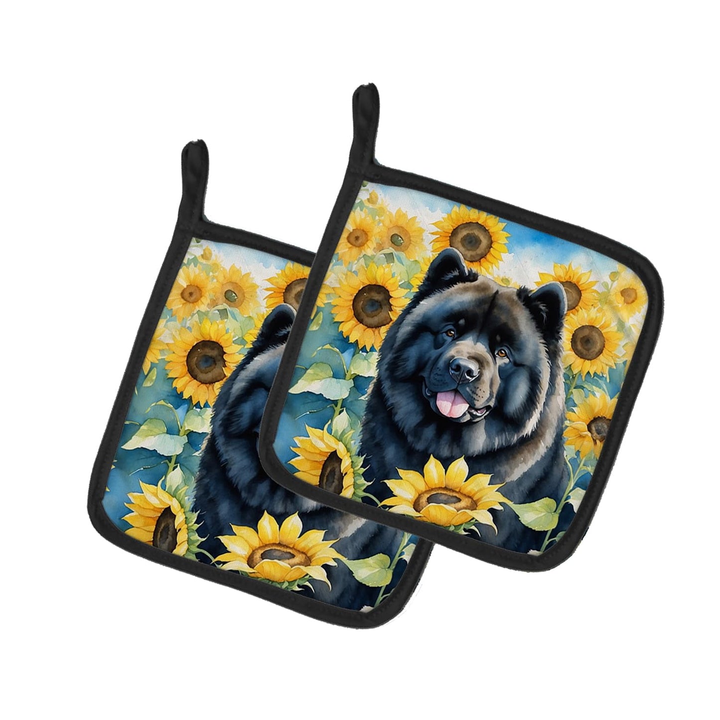 Carolines Treasures DAC6054PTHD 7.5 x 7.5 in. Unisex Chow Chow in Sunflowers Pair of Pot Holder