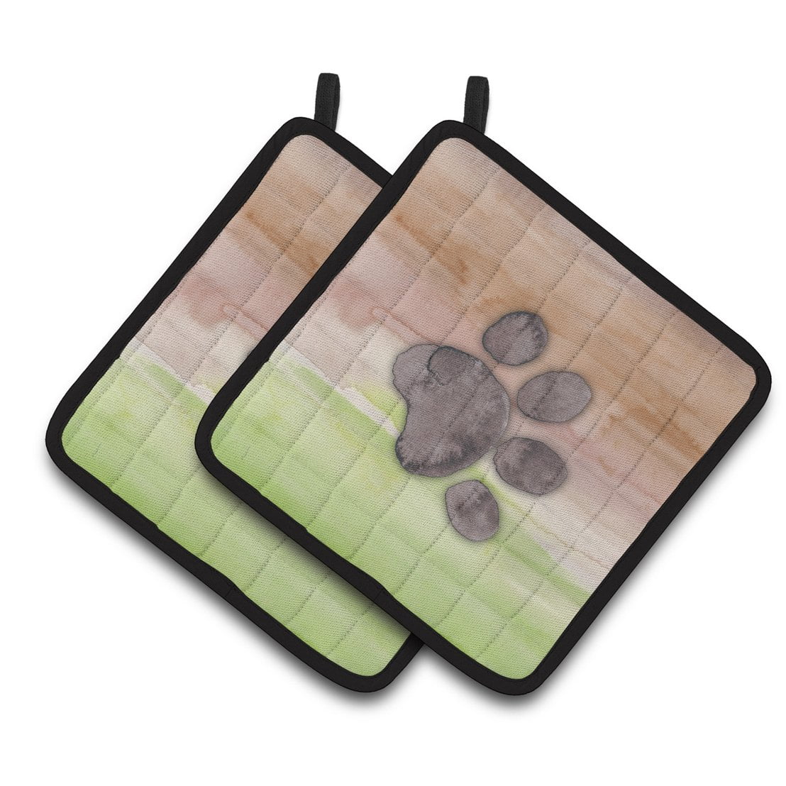 Carolines Treasures Dog Paw Watercolor Pair of Pot Holders 7.5HX7.5W multicolor