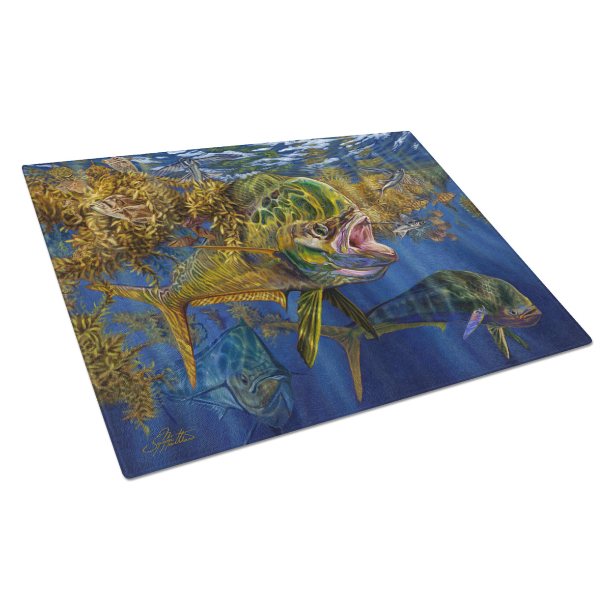 Seaweed Salad Mahi Glass Cutting Board Large