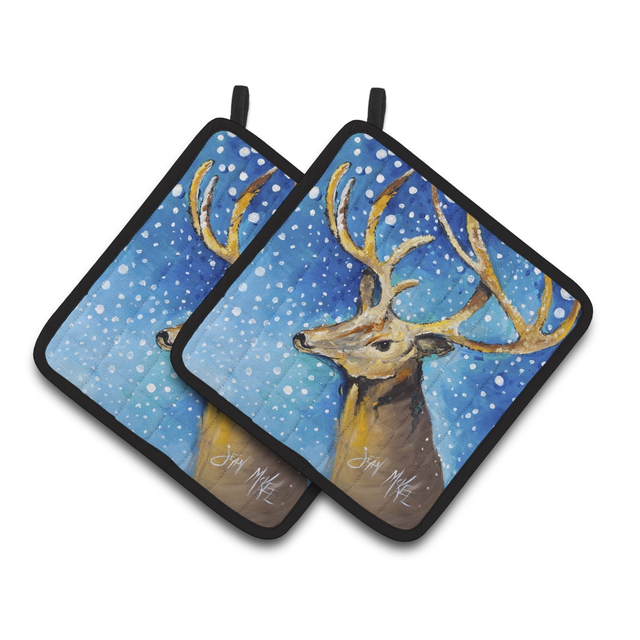 Carolines Treasures JMK1206PTHD Reindeer Pair of Pot Holders , 7.5HX7.5W, multicolor