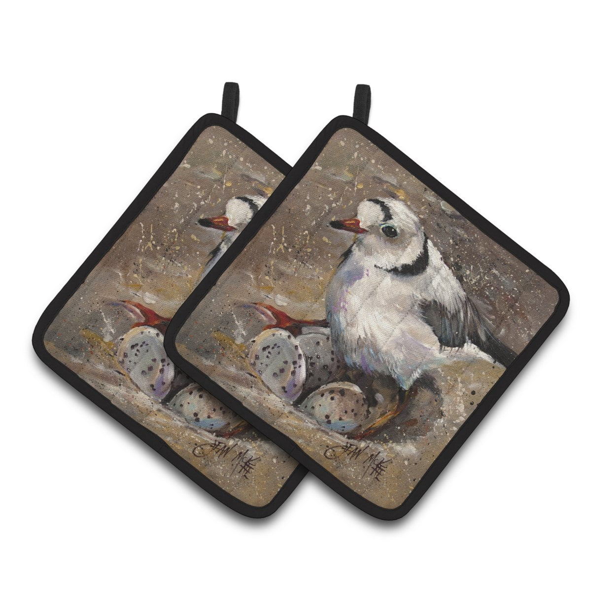 Carolines Treasures JMK1215PTHD Piping Plover Pair of Pot Holders , 7.5HX7.5W, multicolor
