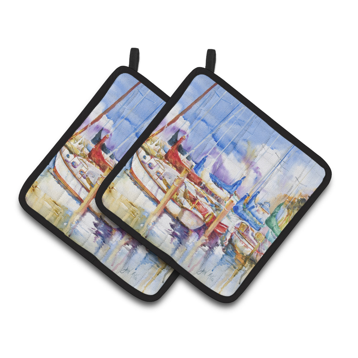 Runaway Sailboats Pair of Pot Holders