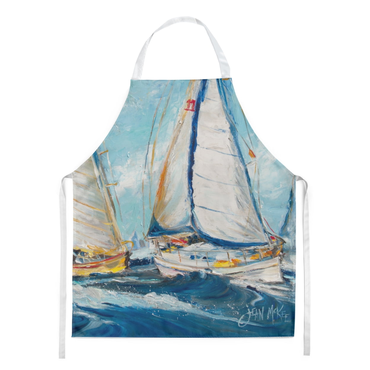 Carolines Treasures JMK1290APRON Roll me Over Sailboats Apron Large multicolor