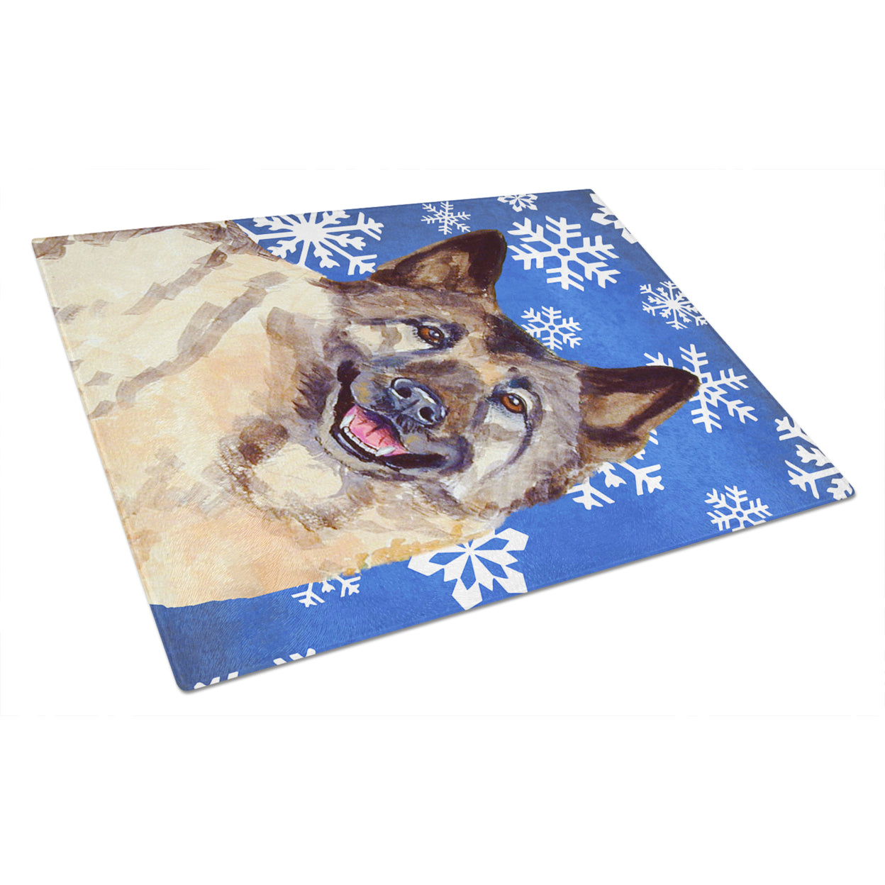 Carolines Treasures LH9308 LCB Norwegian Elkhound Winter Snowflakes Holiday Flag Glass Cutting Board Large LH9308, 12H x