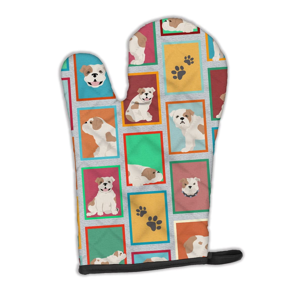 Lots of Piebald English Bulldog Oven Mitt 8.5 in x 12 in