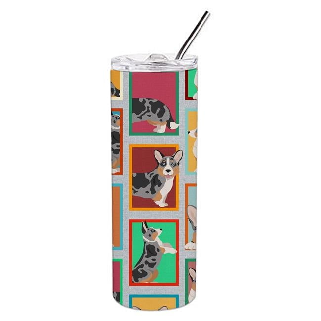 Carolines Treasures MLM1102TBL20 20 oz Unisex Lots of Blue Merle Welsh Cardigan Corgi Stainless Steel Skinny Tumbler