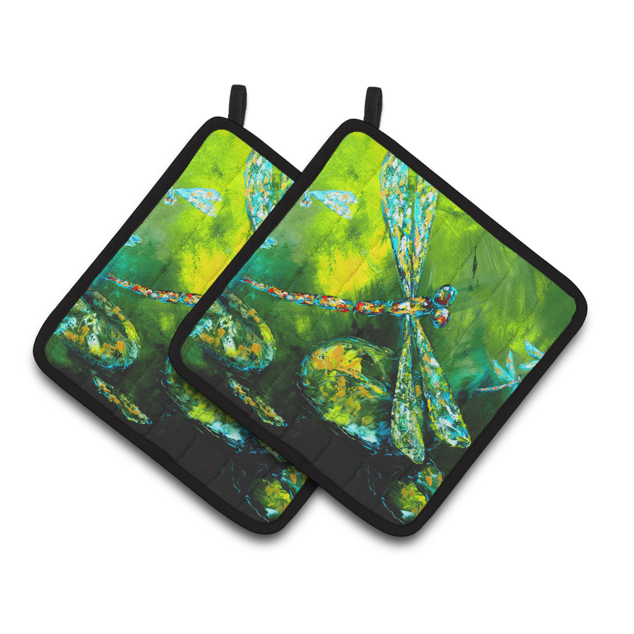 Carolines Treasures MW1128PTHD Insect - Dragonfly Summer Flies Pair of Pot Holders , 7.5HX7.5W, multicolor