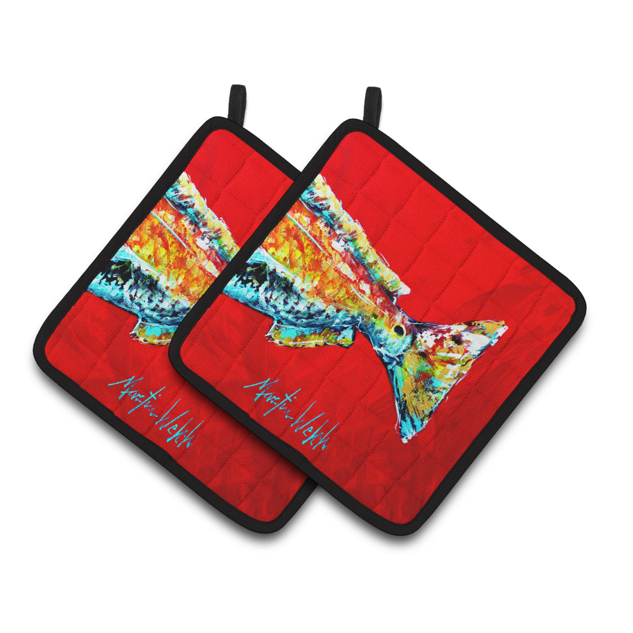 Red Fish Alphonzo Tail Pair of Pot Holders