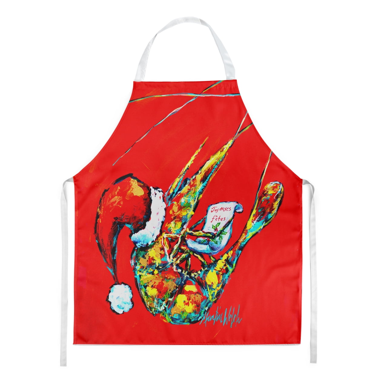 Carolines Treasures MW1197APRON Happy Holidays Shrimp Apron Large multicolor