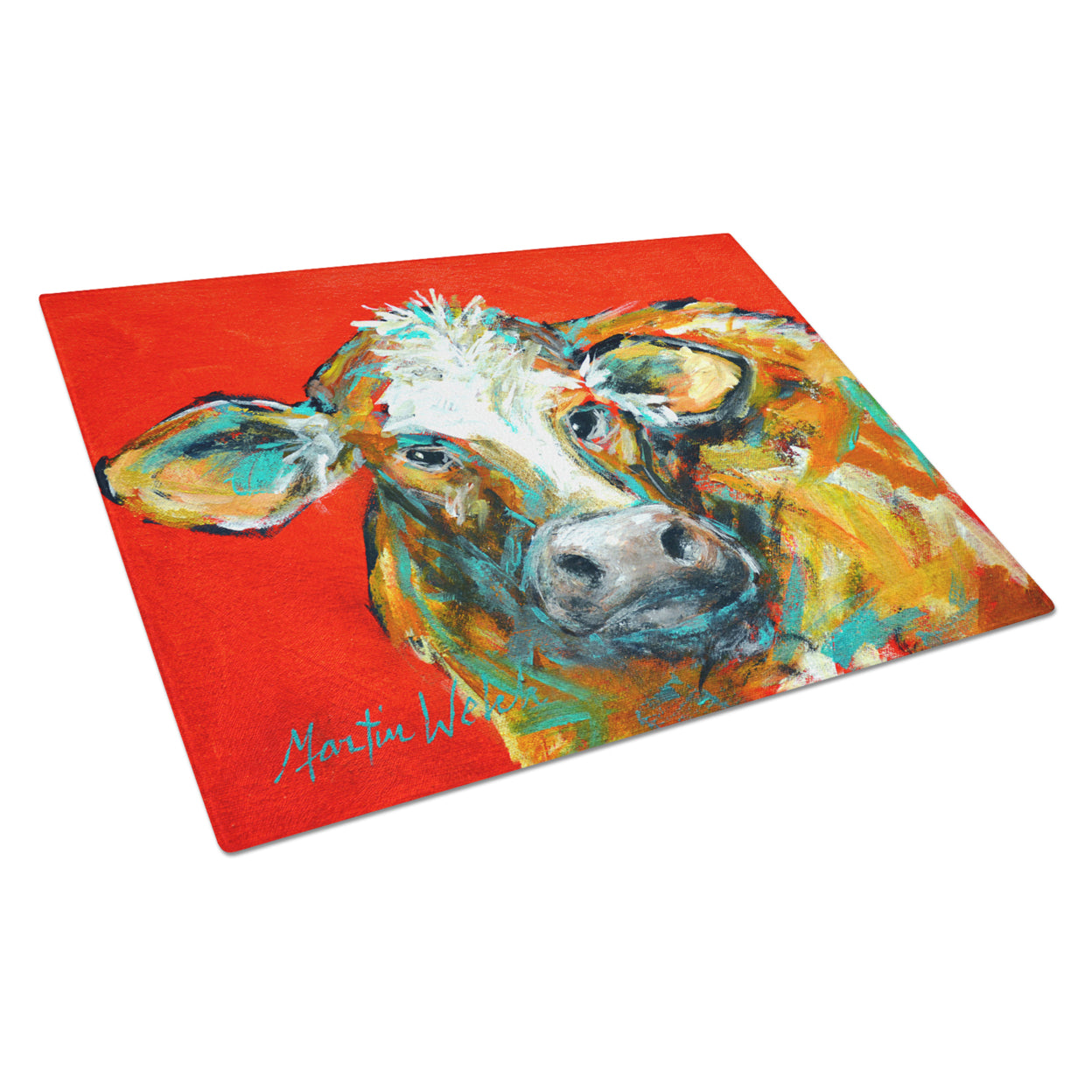 Carolines Treasures MW1272LCB Caught Red Handed Cow Glass Cutting Board Large, 12H x 16W, multicolor