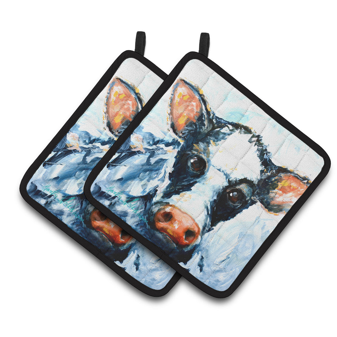 Carolines Treasures MW1320PTHD Cow Lick Pair of Pot Holders , 7.5HX7.5W, multicolor