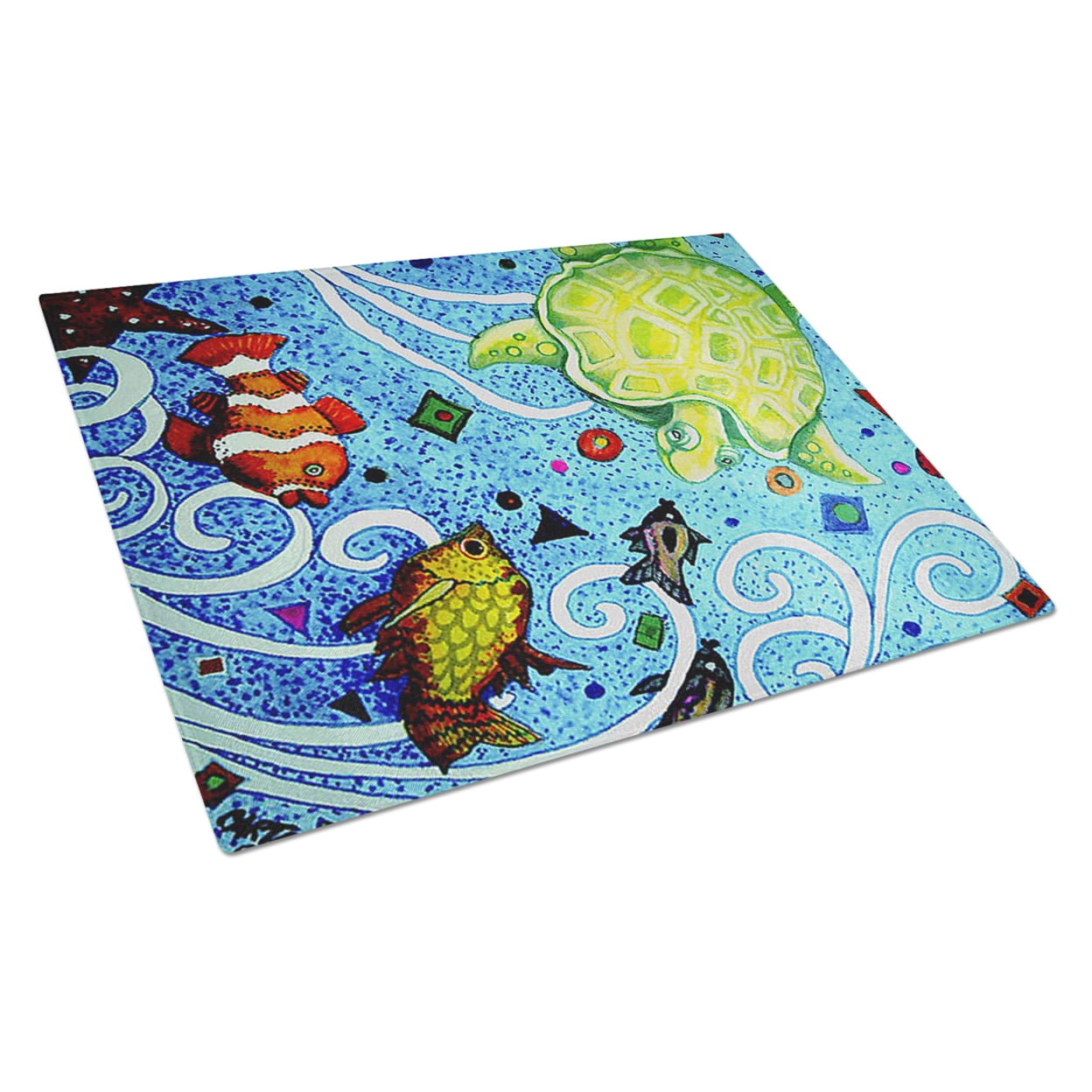 Carolines Treasures PJC1043LCB Turtle Time Turtle Glass Cutting Board Large, 12H x 16W, multicolor