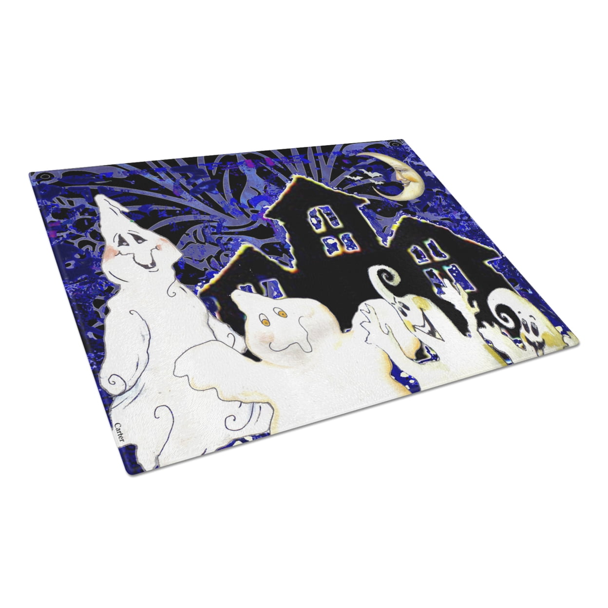 Carolines Treasures PJC1072LCB The Gangs All Here Ghosts Halloween Glass Cutting Board Large, 12H x 16W, multicolor