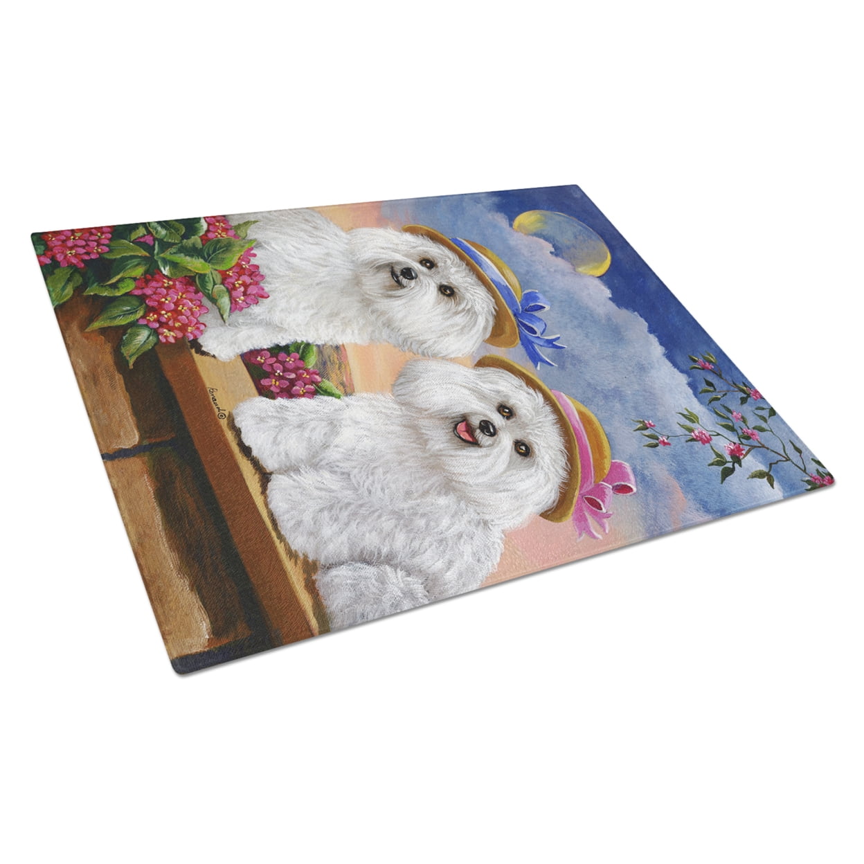 Carolines Treasures PPP3026LCB Bichon Frise Soulmates Glass Cutting Board Large, 12H x 16W, multicolor