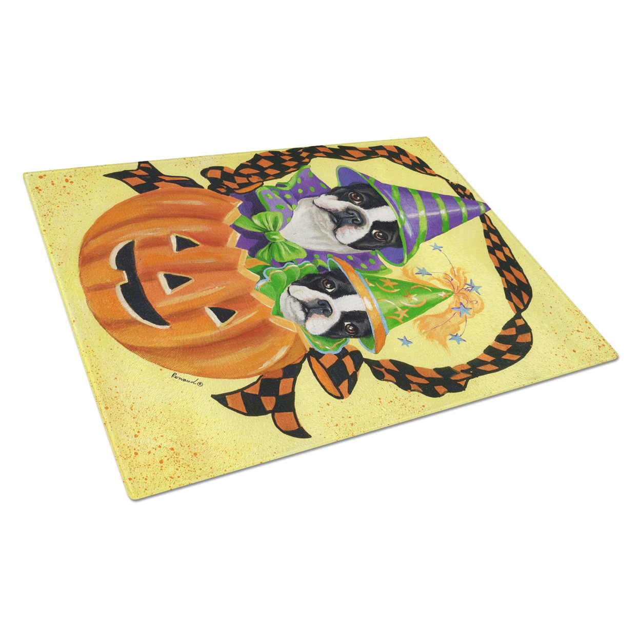 Carolines Treasures PPP3033LCB Boston Terrier Halloweenies Glass Cutting Board Large, 12H x 16W, multicolor