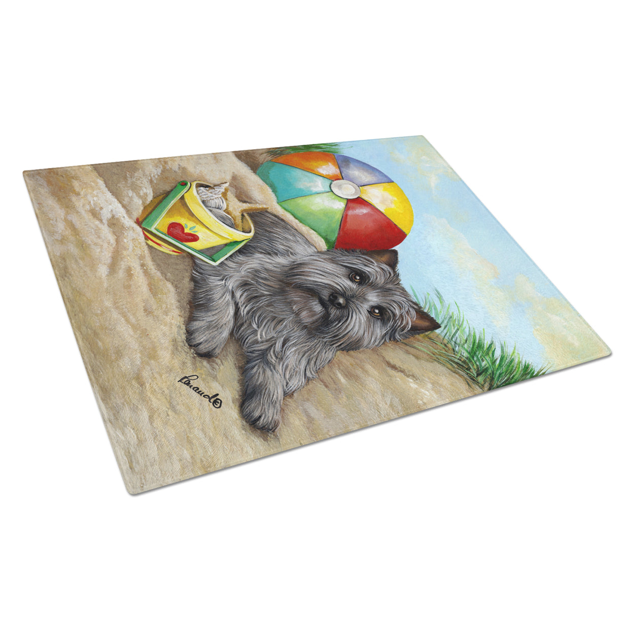 Carolines Treasures PPP3048LCB Cairn Terrier At the Beach Glass Cutting Board Large, 12H x 16W, multicolor